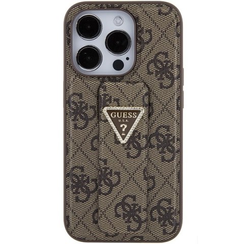 Guess GUHCP15LPGS4TDW iPhone 15 Pro 6.1" brązowy/brown hardcase Grip Stand 4G Triangle Strass