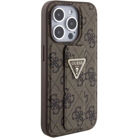 Guess GUHCP15LPGS4TDW iPhone 15 Pro 6.1" brązowy/brown hardcase Grip Stand 4G Triangle Strass
