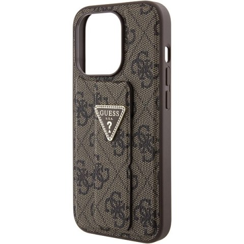 Guess GUHCP15LPGS4TDW iPhone 15 Pro 6.1" brązowy/brown hardcase Grip Stand 4G Triangle Strass
