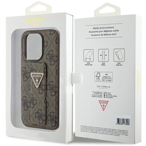 Guess GUHCP15LPGS4TDW iPhone 15 Pro 6.1" brązowy/brown hardcase Grip Stand 4G Triangle Strass