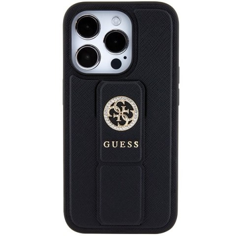Guess GUHCP15LPGSSADK iPhone 15 Pro 6.1" czarny/black hardcase Grip Stand 4G Saffiano Strass
