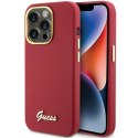 Guess GUHCP15LSMBSLM iPhone 15 Pro 6.1" magenta hardcase Silicone Script Metal Logo & Frame