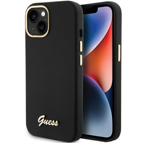 Guess GUHCP15SSMBSLK iPhone 15 6.1" czarny/black hardcase Silicone Script Metal Logo & Frame