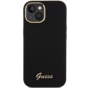 Guess GUHCP15SSMBSLK iPhone 15 6.1" czarny/black hardcase Silicone Script Metal Logo & Frame