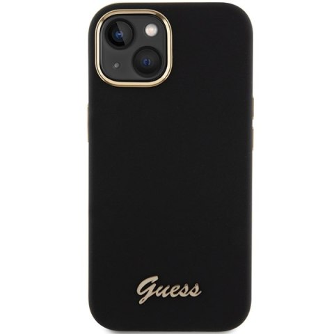 Guess GUHCP15SSMBSLK iPhone 15 6.1" czarny/black hardcase Silicone Script Metal Logo & Frame