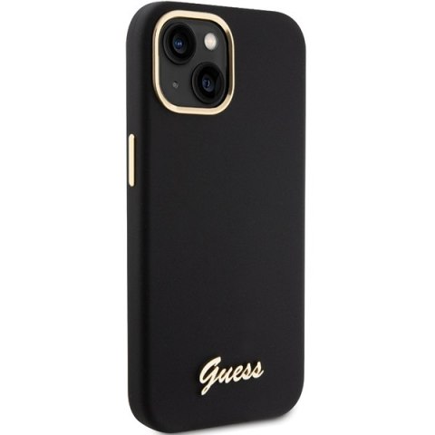 Guess GUHCP15SSMBSLK iPhone 15 6.1" czarny/black hardcase Silicone Script Metal Logo & Frame