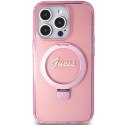 Guess GUHMP15XHRSGSP iPhone 15 Pro Max 6.7" różowy/pink hardcase Ring Stand Script Glitter MagSafe