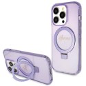 Guess GUHMP15XHRSGSU iPhone 15 Pro Max 6.7" fioletowy/purple hardcase Ring Stand Script Glitter MagSafe