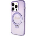 Guess GUHMP15XHRSGSU iPhone 15 Pro Max 6.7" fioletowy/purple hardcase Ring Stand Script Glitter MagSafe