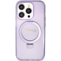 Guess GUHMP15XHRSGSU iPhone 15 Pro Max 6.7" fioletowy/purple hardcase Ring Stand Script Glitter MagSafe