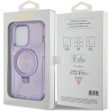 Guess GUHMP15LHRSGSU iPhone 15 Pro 6.1" fioletowy/purple hardcase Ring Stand Script Glitter MagSafe