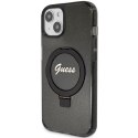 Guess GUHMP15MHRSGSK iPhone 15 Plus 6.7" czarny/black hardcase Ring Stand Script Glitter MagSafe