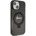 Guess GUHMP15MHRSGSK iPhone 15 Plus 6.7" czarny/black hardcase Ring Stand Script Glitter MagSafe