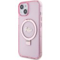 Guess GUHMP15MHRSGSP iPhone 15 Plus 6.7" różowy/pink hardcase Ring Stand Script Glitter MagSafe