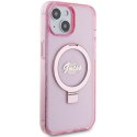 Guess GUHMP15MHRSGSP iPhone 15 Plus 6.7" różowy/pink hardcase Ring Stand Script Glitter MagSafe