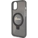 Guess GUHMP15SHRSGSK iPhone 15 6.1" czarny/black hardcase Ring Stand Script Glitter MagSafe