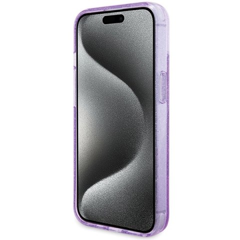 Guess GUHMP15SHRSGSU iPhone 15 6.1" fioletowy/purple hardcase Ring Stand Script Glitter MagSafe