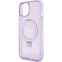 Guess GUHMP15SHRSGSU iPhone 15 6.1" fioletowy/purple hardcase Ring Stand Script Glitter MagSafe