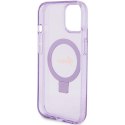 Guess GUHMP15SHRSGSU iPhone 15 6.1" fioletowy/purple hardcase Ring Stand Script Glitter MagSafe