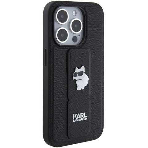 Karl Lagerfeld KLHCP15LGSACHPK iPhone 15 Pro 6.1" czarny/black hardcase Gripstand Saffiano Choupette Pins