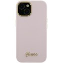 Guess GUHCP15LSMBSLP iPhone 15 Pro 6.1" różowy/pink hardcase Silicone Script Metal Logo & Frame