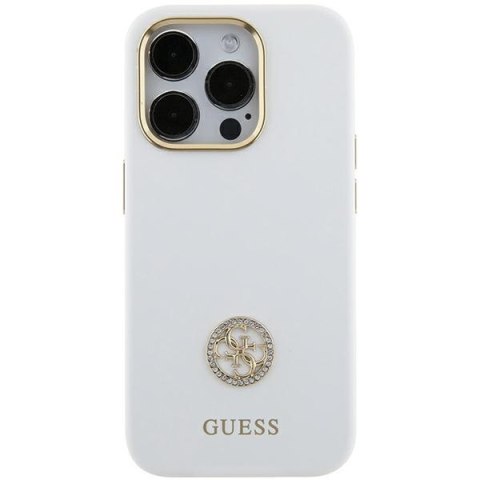 Guess GUHCP15SM4DGPH iPhone 15 6.1" biały/white hardcase Silicone Logo Strass 4G