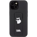 Karl Lagerfeld KLHCP15SGSACHPK iPhone 15 6.1" czarny/black hardcase Gripstand Saffiano Choupette Pins