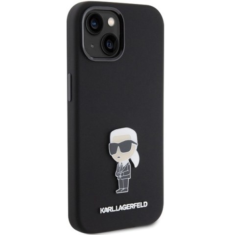 Karl Lagerfeld KLHCP15SSMHKNPK iPhone 15 6.1" czarny/black Silicone Ikonik Metal Pin