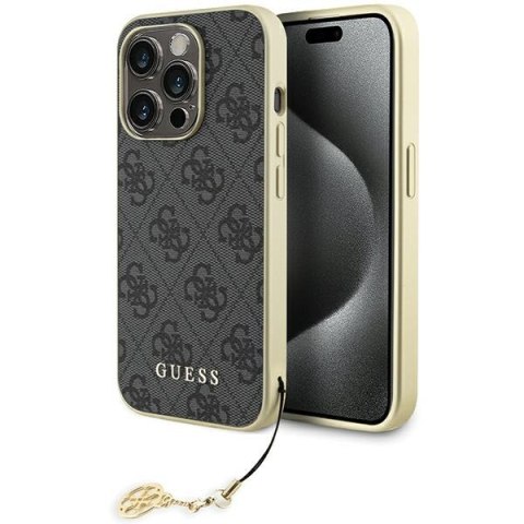 Guess nakładka do iPhone 15 Pro 6,1" GUHCP15LGF4GGR szara hardcase 4G Charms Collection