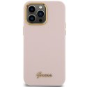 Guess GUHCP15XSMBSLP iPhone 15 Pro Max 6.7" różowy/pink hardcase Silicone Script Metal Logo & Frame