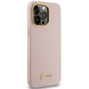 Guess GUHCP15LSMBSLP iPhone 15 Pro 6.1" różowy/pink hardcase Silicone Script Metal Logo & Frame