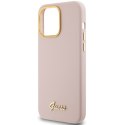 Guess GUHCP15LSMBSLP iPhone 15 Pro 6.1" różowy/pink hardcase Silicone Script Metal Logo & Frame