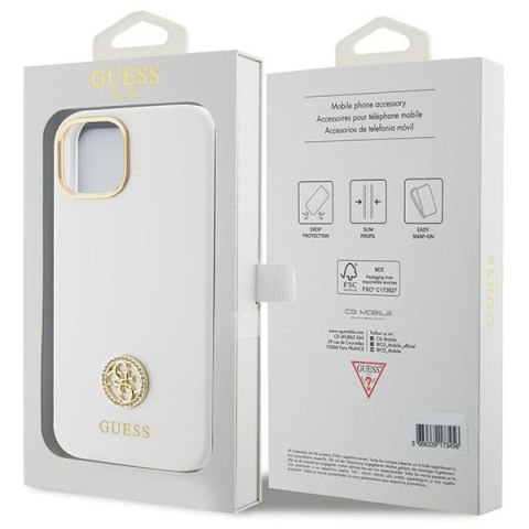 Guess GUHCP15SM4DGPH iPhone 15 6.1" biały/white hardcase Silicone Logo Strass 4G