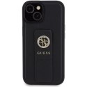 Guess GUHCP15SPGSSADK iPhone 15 6.1" czarny/black hardcase Grip Stand 4G Saffiano Strass