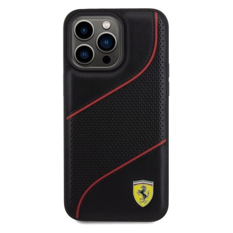Ferrari FEHCP15XPWAK iPhone 15 Pro Max 6.7" czarny/black hardcase Perforated Waves Metal Logo