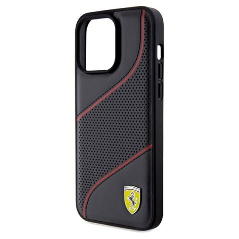 Ferrari FEHCP15XPWAK iPhone 15 Pro Max 6.7" czarny/black hardcase Perforated Waves Metal Logo