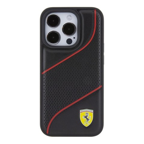 Ferrari FEHCP15LPWAK iPhone 15 Pro 6.1" czarny/black hardcase Perforated Waves Metal Logo
