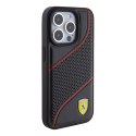 Ferrari FEHCP15LPWAK iPhone 15 Pro 6.1" czarny/black hardcase Perforated Waves Metal Logo