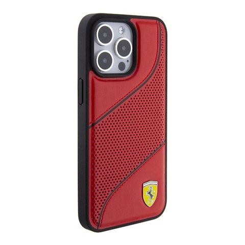Ferrari FEHCP15LPWAR iPhone 15 Pro 6.1" czerwony/red hardcase Perforated Waves Metal Logo