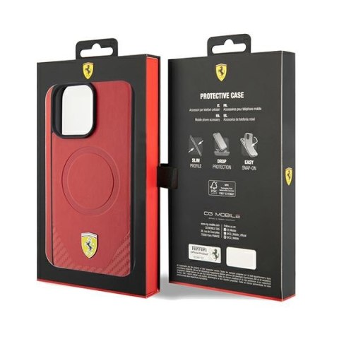Ferrari FEHMP15LPTER iPhone 15 Pro 6.1" czerwony/red hardcase Carbon Metal Logo MagSafe