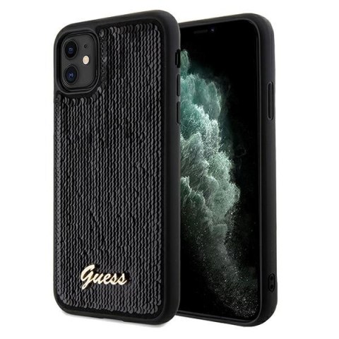 Guess GUHCN61PSFDGSK iPhone 11 / Xr 6.1" czarny/black hardcase Sequin Script Metal