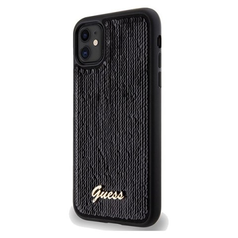 Guess GUHCN61PSFDGSK iPhone 11 / Xr 6.1" czarny/black hardcase Sequin Script Metal
