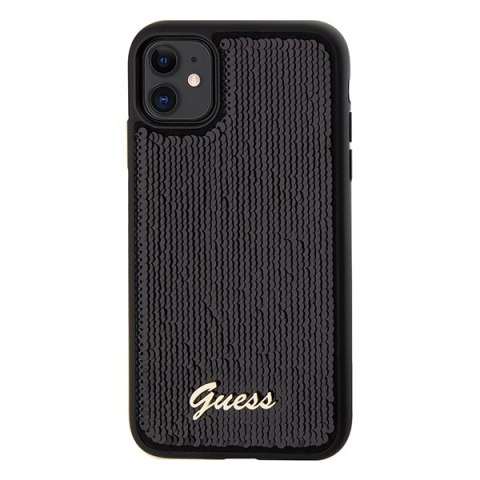 Guess GUHCN61PSFDGSK iPhone 11 / Xr 6.1" czarny/black hardcase Sequin Script Metal