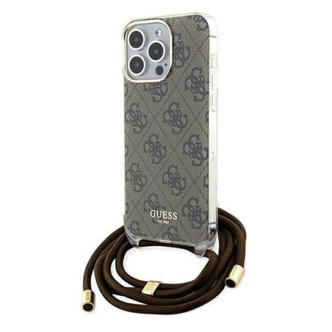 Guess GUHCP15XHC4SEW iPhone 15 Pro Max 6.7" brązowy/brown hardcase Crossbody Cord 4G Print