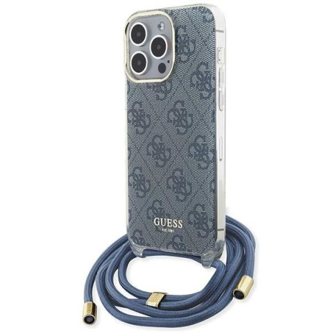 Guess GUHCP15LHC4SEB iPhone 15 Pro 6.1" niebieski/blue hardcase Crossbody Cord 4G Print