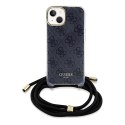 Guess GUHCP15SHC4SEK iPhone 15 / 14 / 13 6.1" czarny/black hardcase Crossbody Cord 4G Print