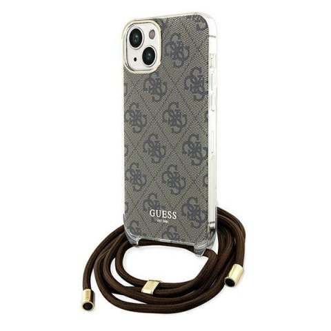 Guess GUHCP15SHC4SEW iPhone 15 / 14 / 13 6.1" brązowy/brown hardcase Crossbody Cord 4G Print