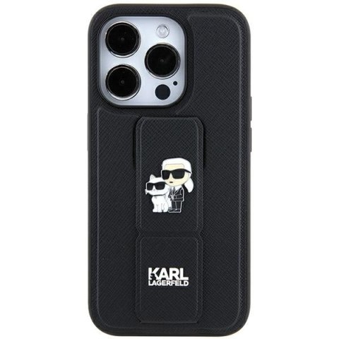 Karl Lagerfeld KLHCN61GSAKCPK iPhone 11 / Xr 6.1" czarny/black hardcase Gripstand Saffiano Karl&Choupette Pins