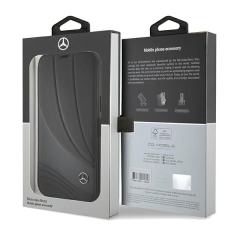 Mercedes MEBKP15X8ROLK iPhone 15 Pro Max 6.7" czarny/black bookcase Leather Wave Patern