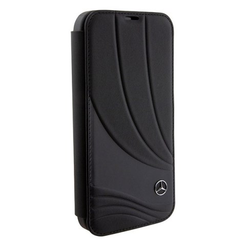 Mercedes MEBKP15S8ROLK iPhone 15 6.1" czarny/black bookcase Leather Wave Patern